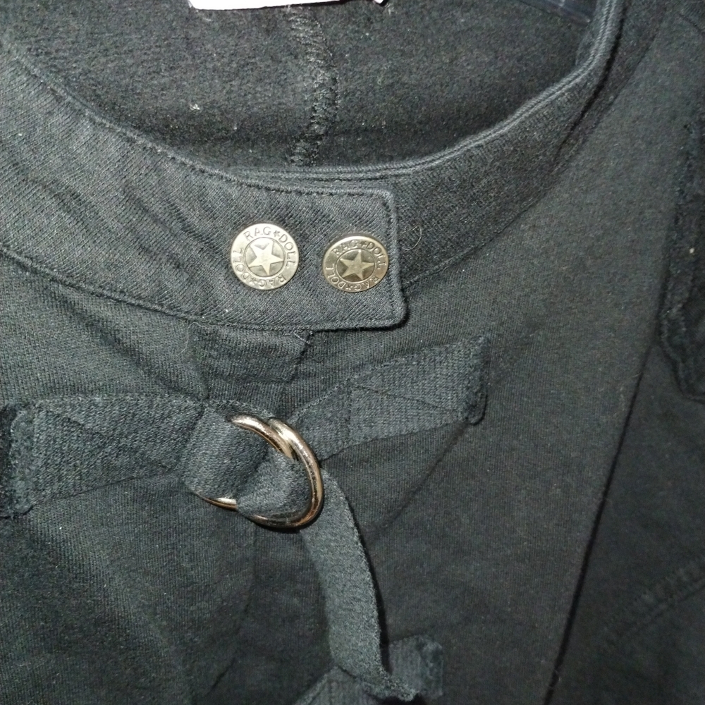 Vtg Y2K Rag Doll Goth Industrial Jacket D Ring Strap L Black Mint Rare - Picture 5 of 11
